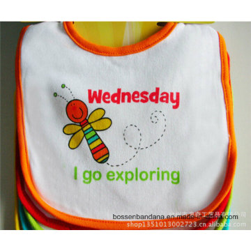 OEM Produce Customized Design Printed Cotton White Baby Wear Feeder Apron